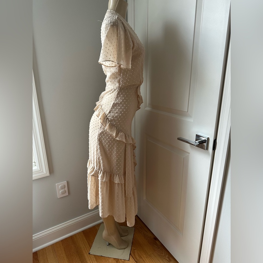 Lulu's Cream Ruffle Midi Dress - Picture 3 of 5